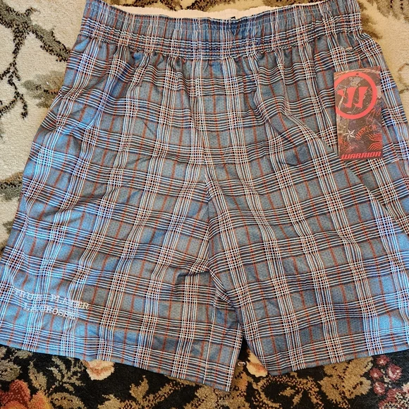 Nwt Mens Warrior Plaid Blue and Orange Shorts - Picture 2 of 9